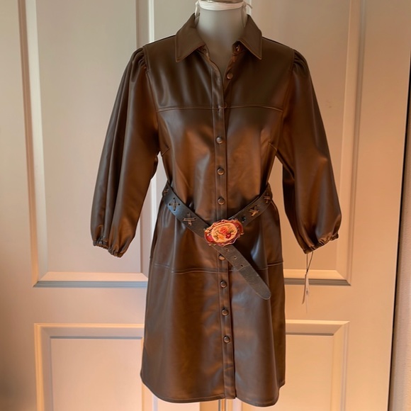 7 for all mankind brown leather dress